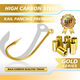 Sonline Kail Pancing Gold 25 pcs High Carbon Steel Barbed Fishing Hook Tackle Kail GFYD