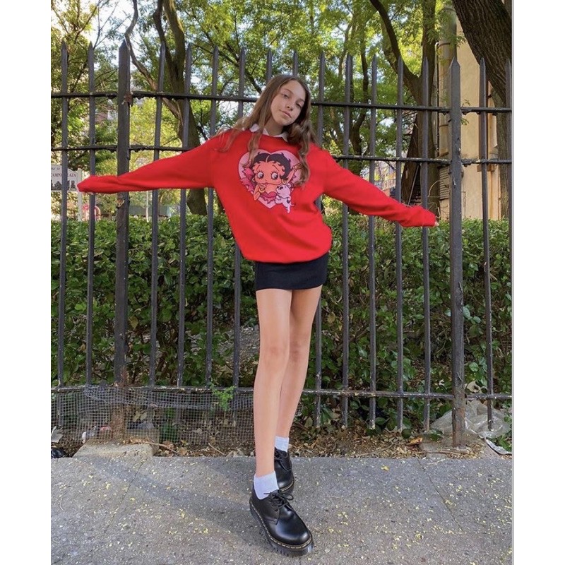 [brokevibin] betty boop red sweater sweatshirt