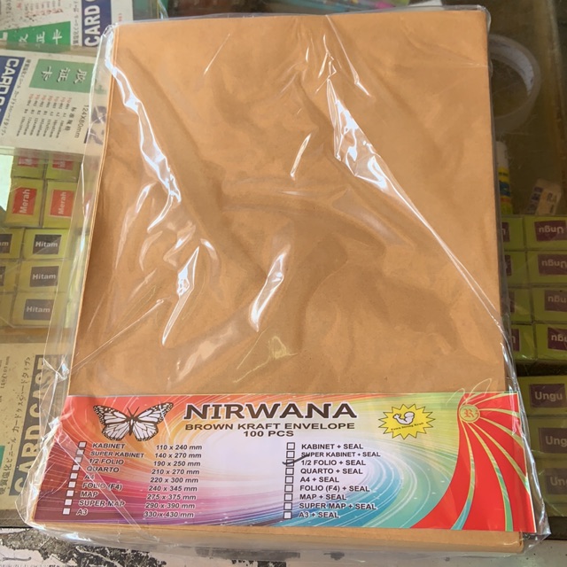 

H7Y Nirwana Amplop Coklat Polos 1/2 Folio (C) Dengan Lem Seal 18.5 Cm X 26 Cm