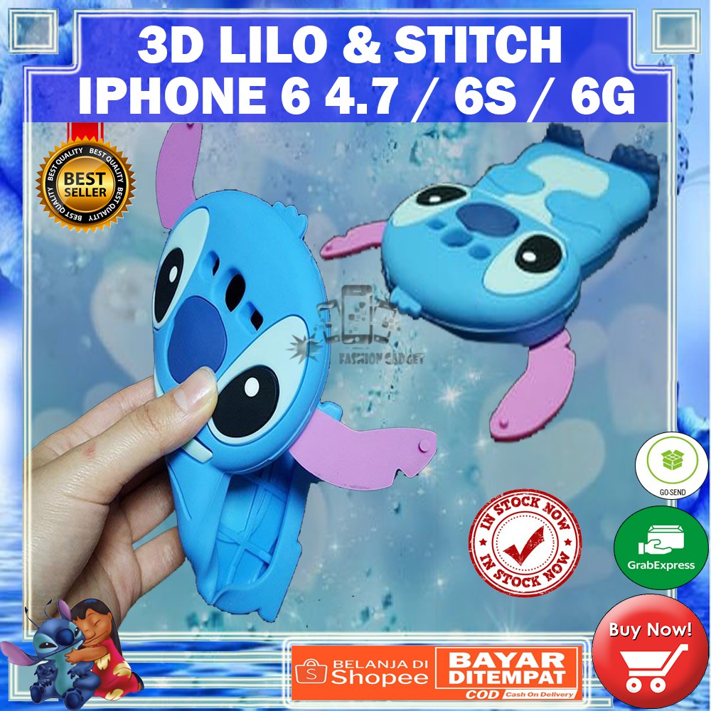 (Gambar Acak Pita / Non Pita) Silikon Untuk Iphone 6 / 7 Uk 4.7 inch iPhone 7+ Case 3D Lilo Stitch