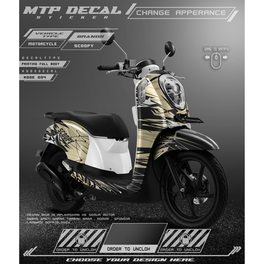 Decal Stiker Dekal sticker Scoopy lama Custom full body MTP - 04