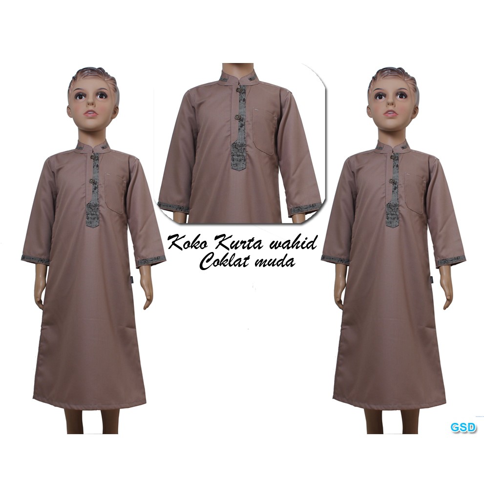 Koko Kurta Wahid/Atasan Anak Laki - Laki/Baju Ngaji Anak/Jubah Muslim Anak Best Seller