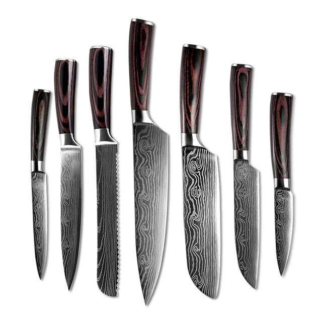 Pisau Dapur Baja Damaskus Original Damascus Kitchen Masterchef Master Chef Cleaver Slicing Chopping 