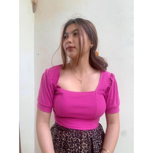 Crop Top Wanita Velicia Katun Rib Premium Fit M