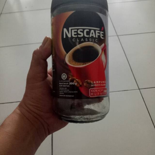 Toples/Botol Kaca Bekas Kopi Nescafe (200 Gram) Untuk Ikan Hias Plus Tutupnya