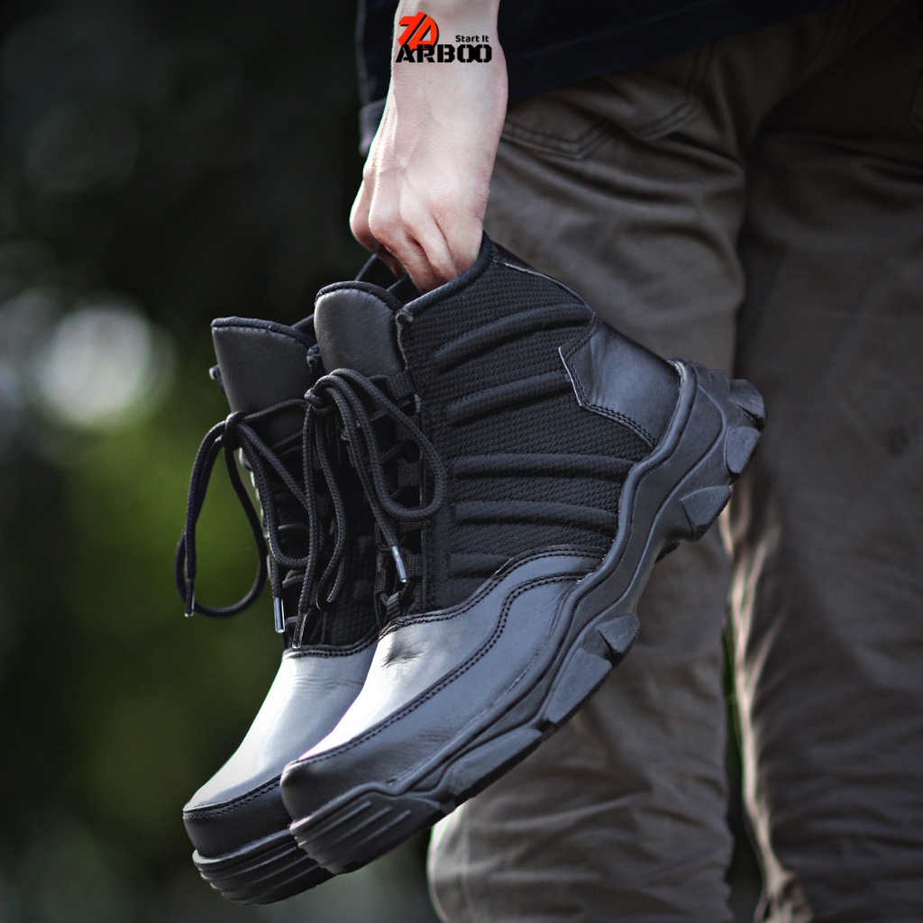 SEPATU PDL NINJA PENDEK KULIT ASLI SEPATU PDL TNI POLRI SECURITY SATPAM SEPATU BOOTS PRIA KULIT
