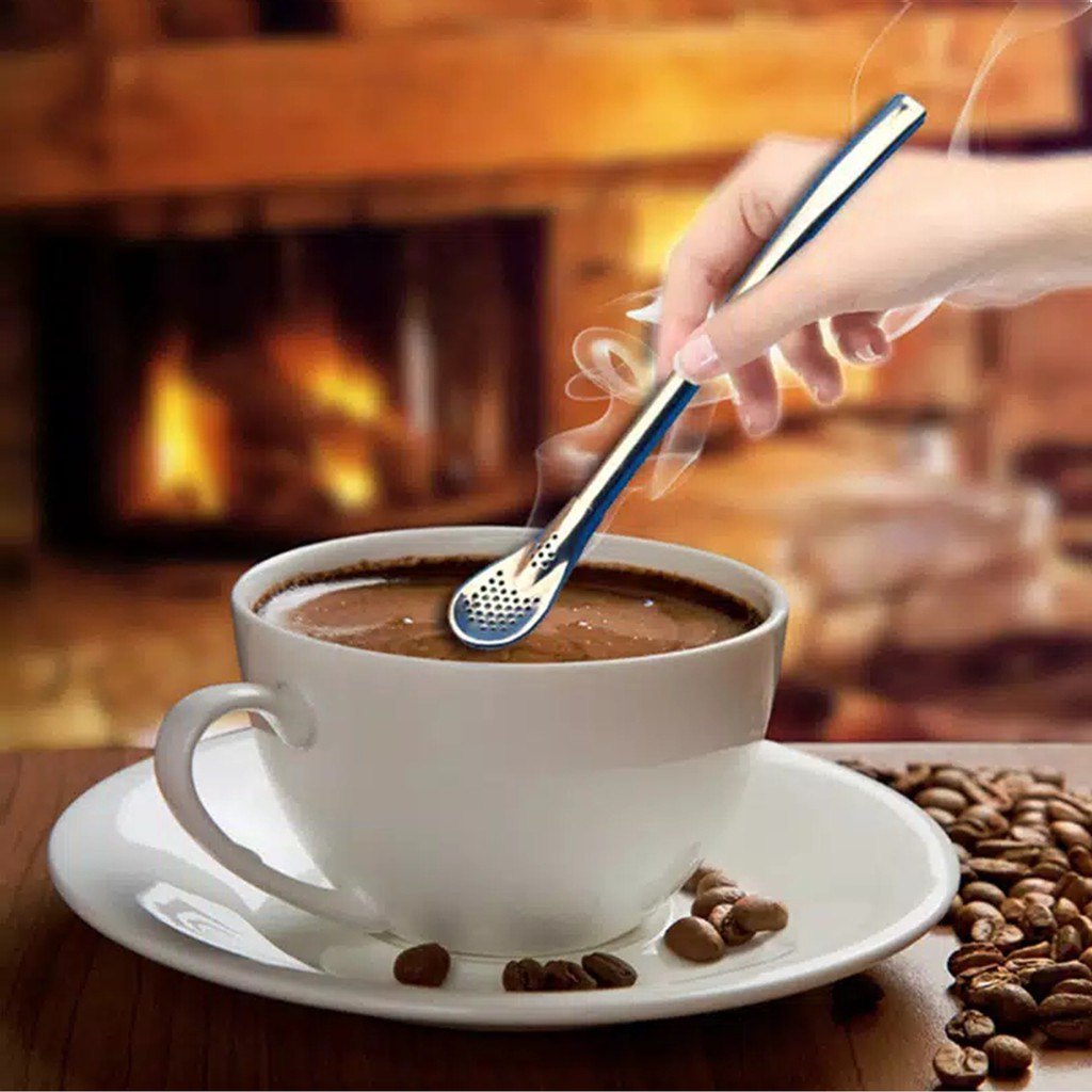 Sedotan sendok stainless warna / sendok sedotan unik / sendok teh stainless / sendok kopi stainless-4