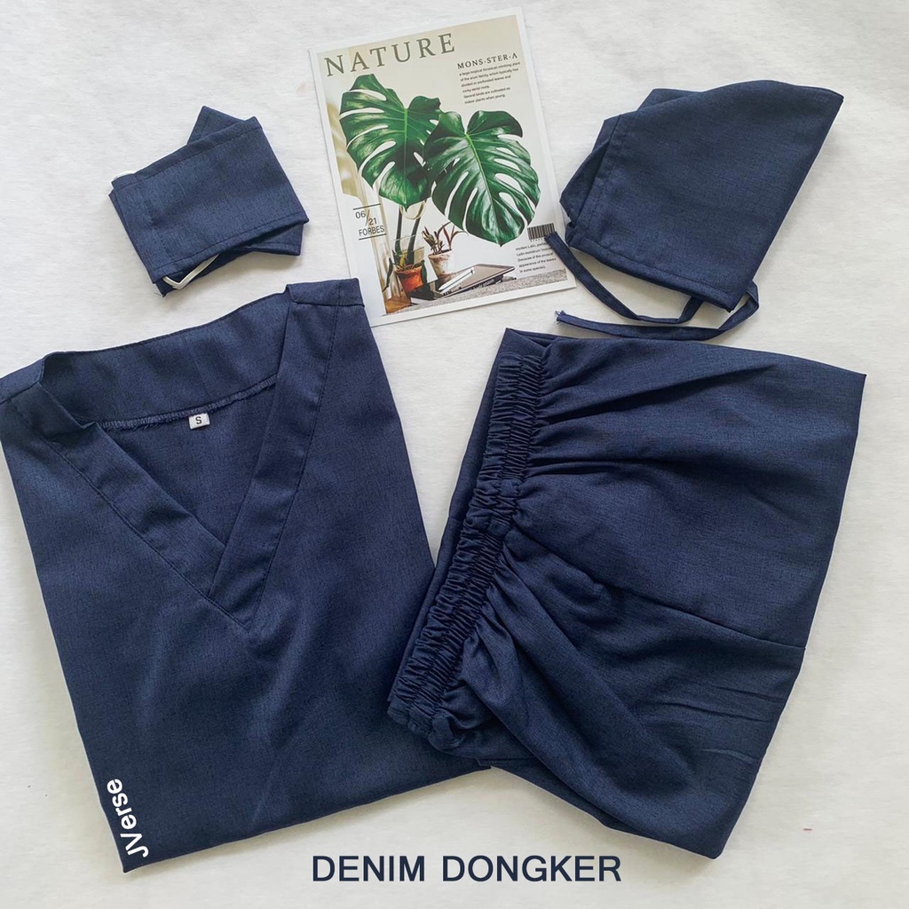 BAJU JAGA OK DENIM TWO TONE SCRUB MEDIS LENGAN PANJANG