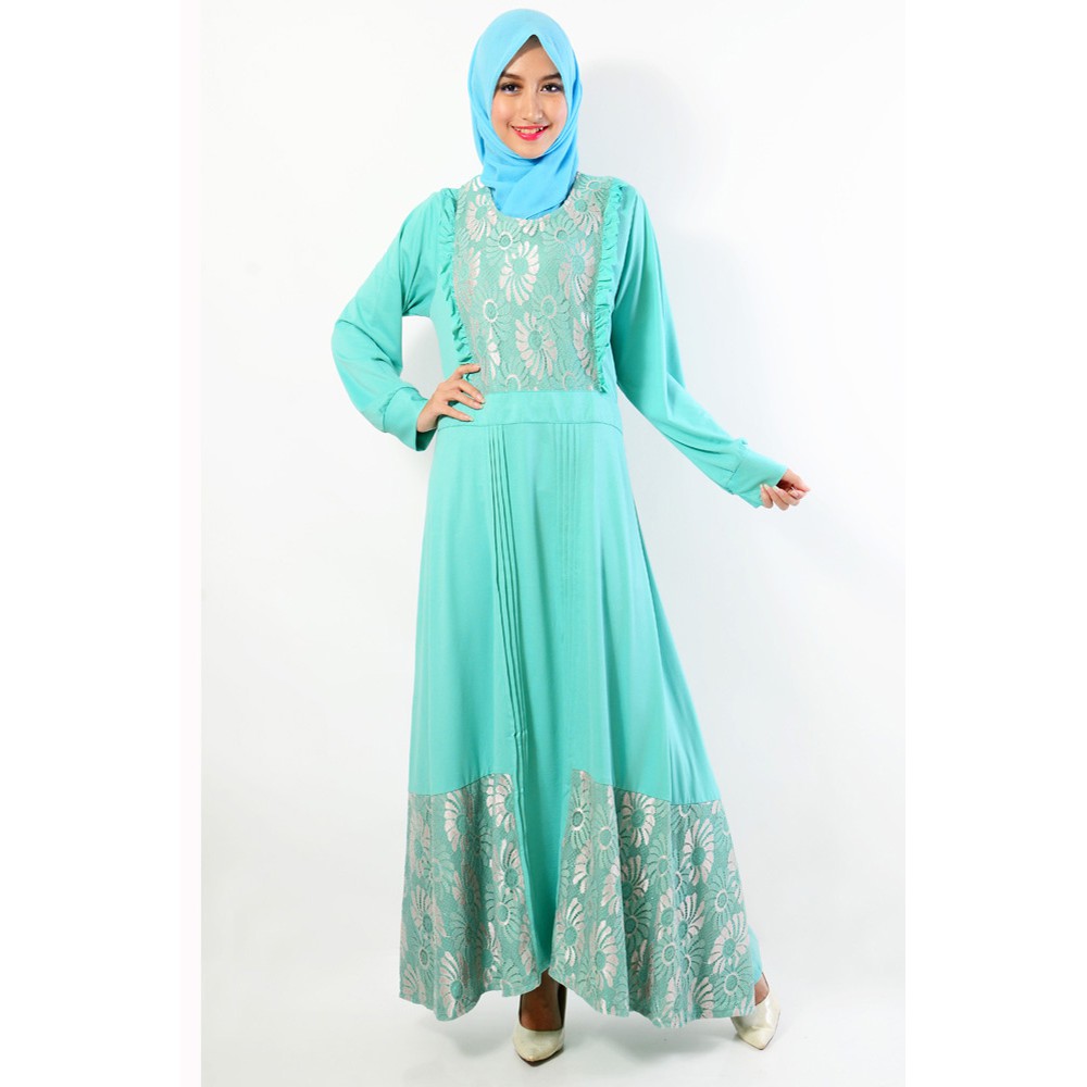 Long dress Gamis maxi Premium Kombinasi Corak bunga Simpel dan Elegan - XSHOP Dayana