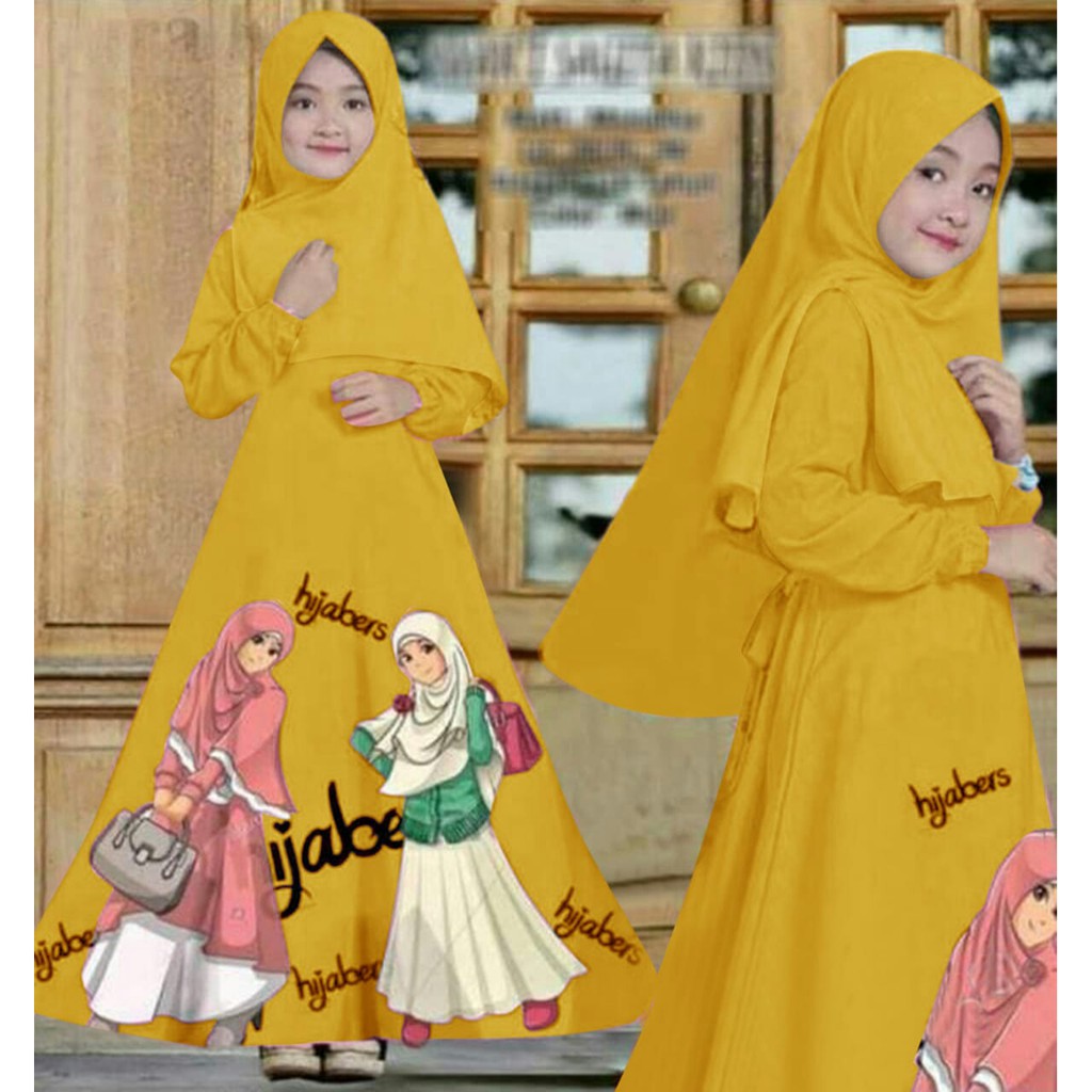 HOPYLOVY - Gamis Anak Printing Hijabers Kids Umur 8 - 10 tahun