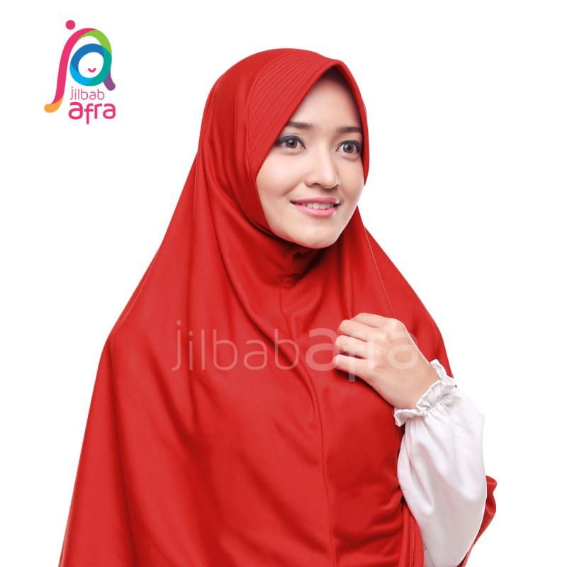 Jilbab Arfa Afra Beria Hijab Pet Bergo Standar Kerudung Instan Kaos Warna Merah Cabe