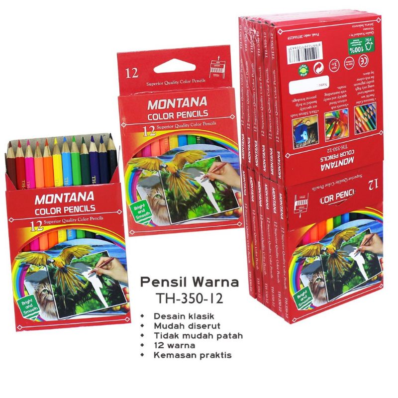 

pensil warna MONTANA - V-TRO pendek isi 12 warna/ pensil mewarnai Vtro murah