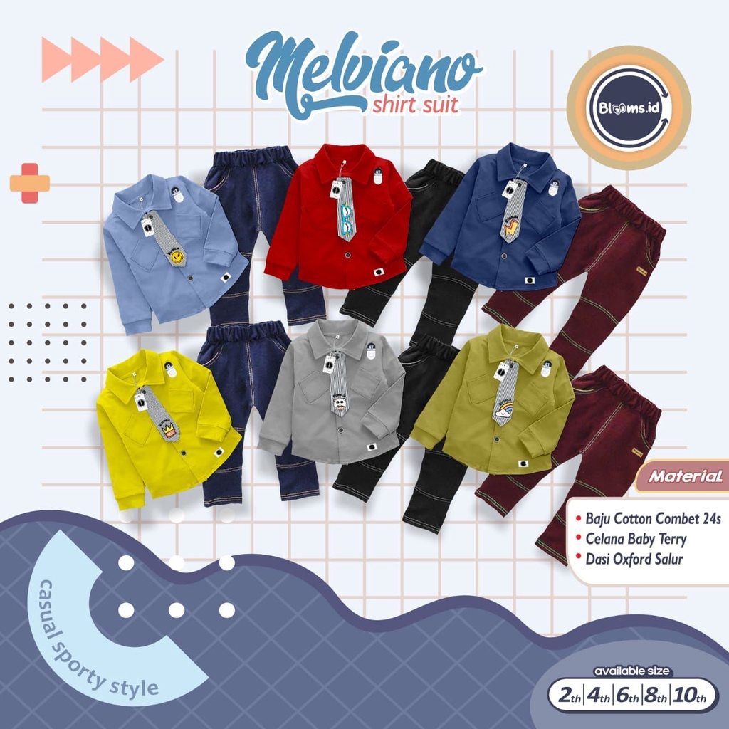Melviano Set Shirt Suit by Blooms.id // setelan anak laki-laki / setelan anak lengan panjang
