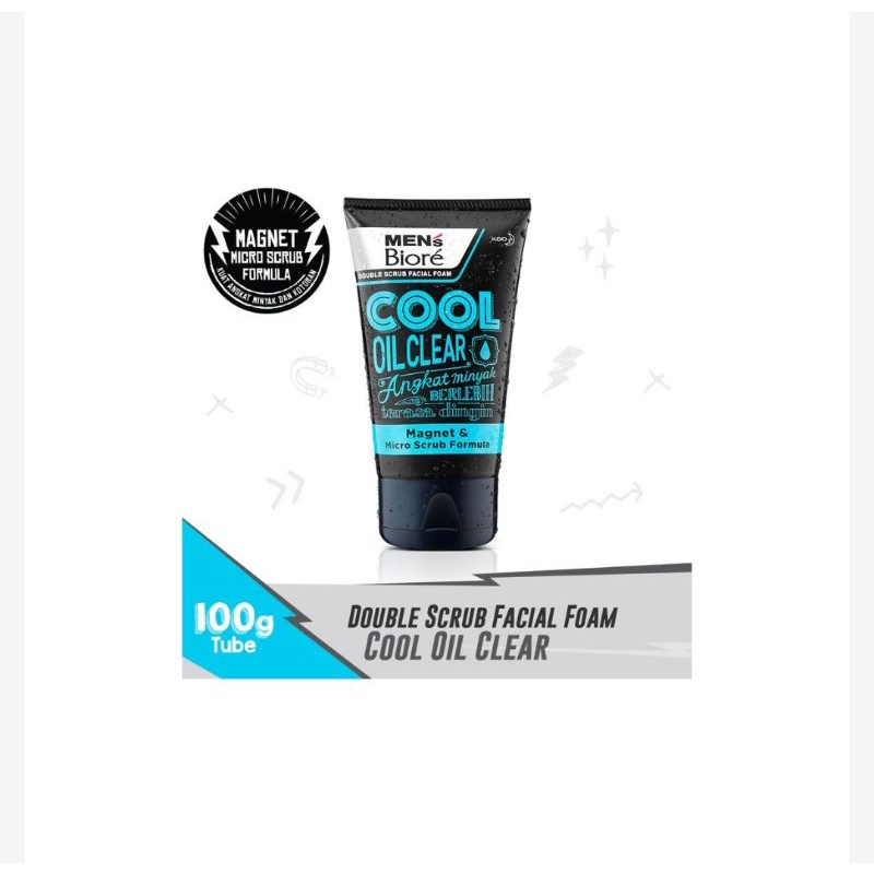 Kao Biore Facial Foam Men's Double Scrub Cool Oil Clear 100G

