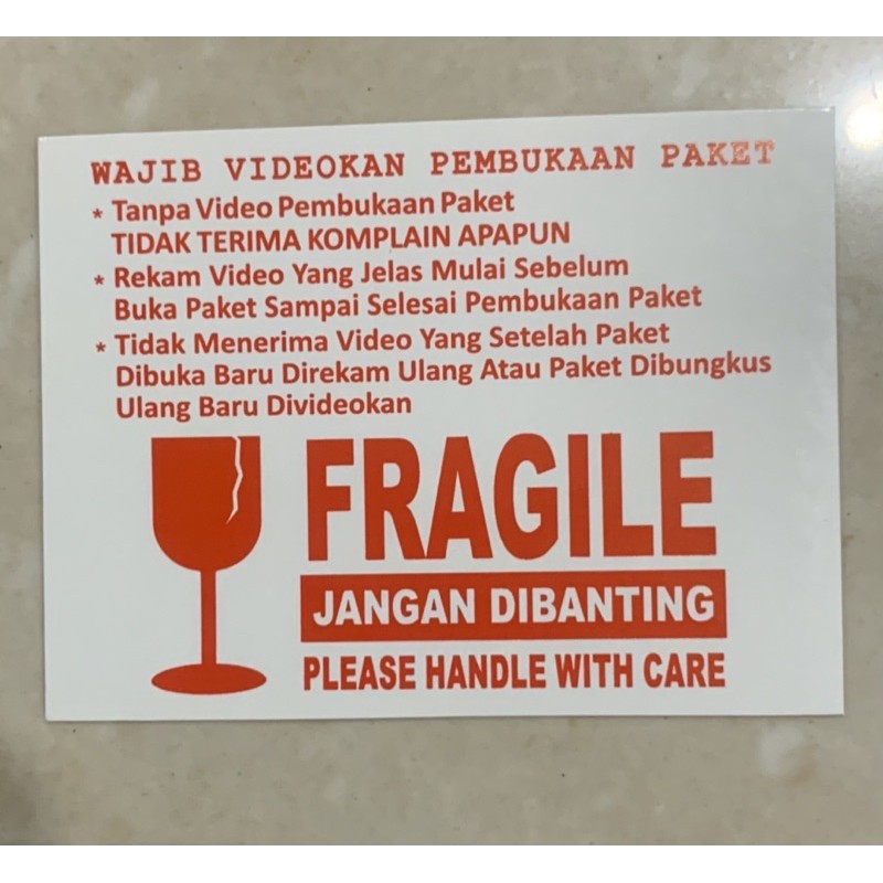 STIKER STICKER FRAGILE VIDEO UNBOXING