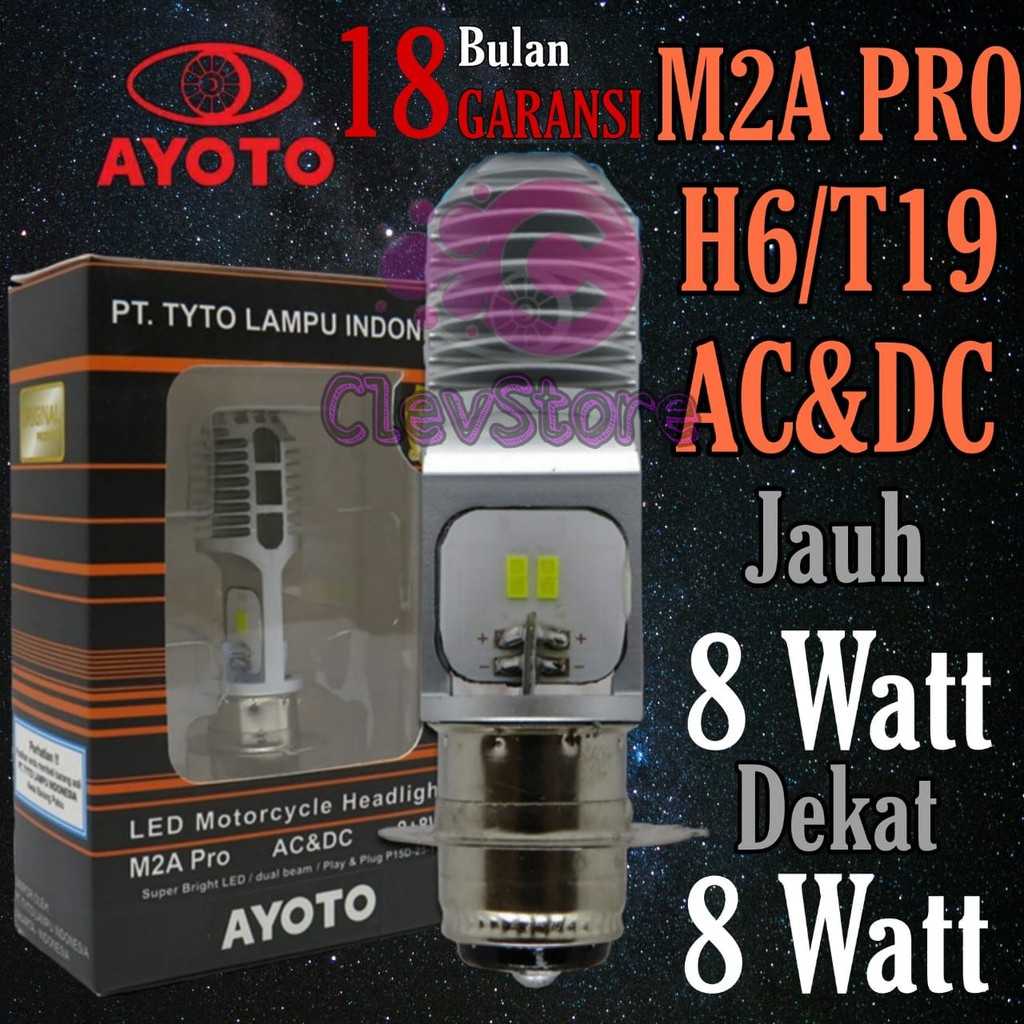 LAMPU LED motor AYOTO M2A PRO H6 AC &amp; DC motor matic / bebek