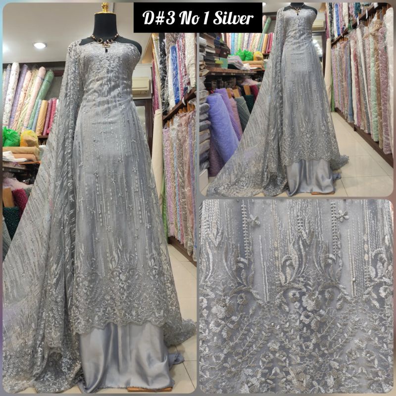 Kain Tile Brokat Majestic Rain Dress B D#3 No 1 Silver.