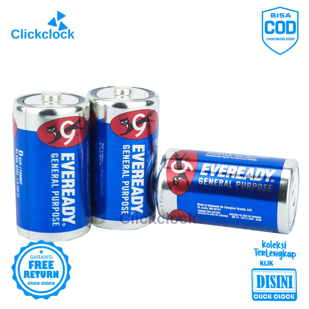 Batu Baterai Jam Dinding Eveready Uk. D Batre Biru Awet Original