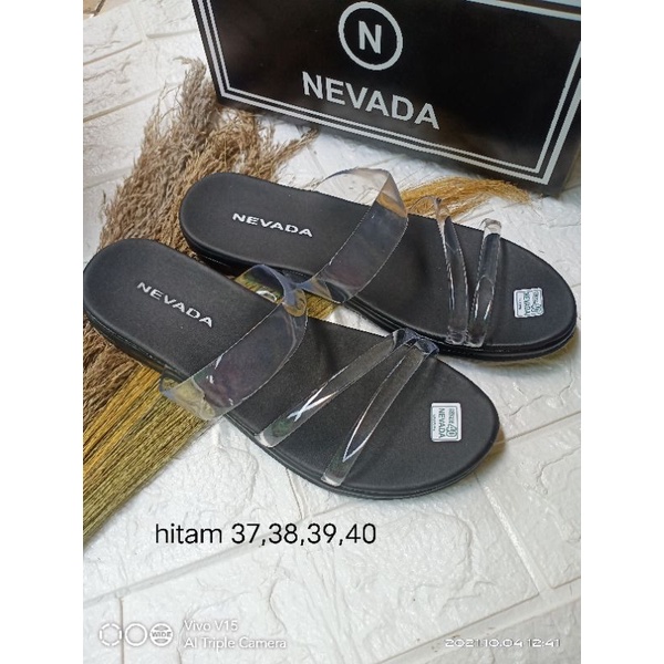 SANDAL  SLOP JELLY NEVADA/ SANDAL JELLY TRANSPARAN/SANDAL ANDIEN- Sandal jelly-Hitam