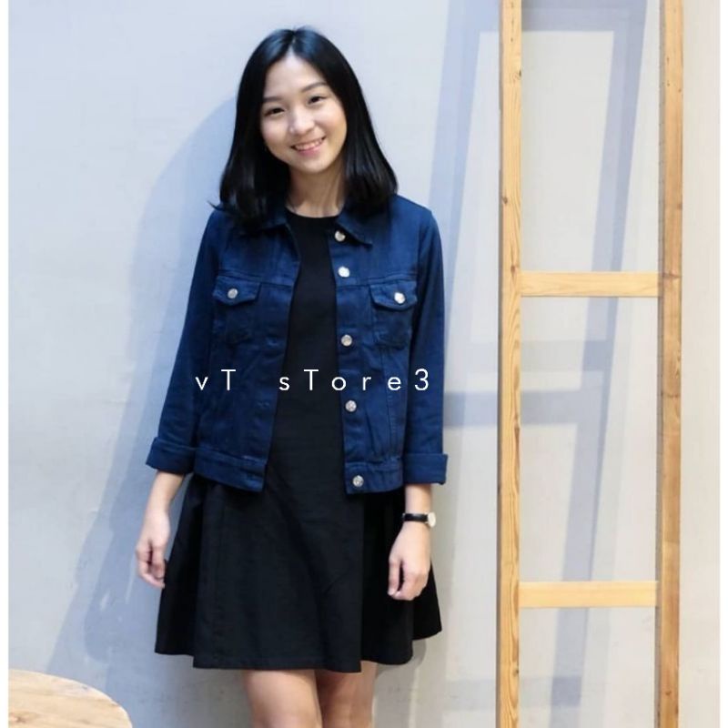 JACKET JEANS WANITA BIONDY DENIM JAKET LEVIS JAKET CEWE JAKET MURAH TERBARU LEVIS - COD-NAVY