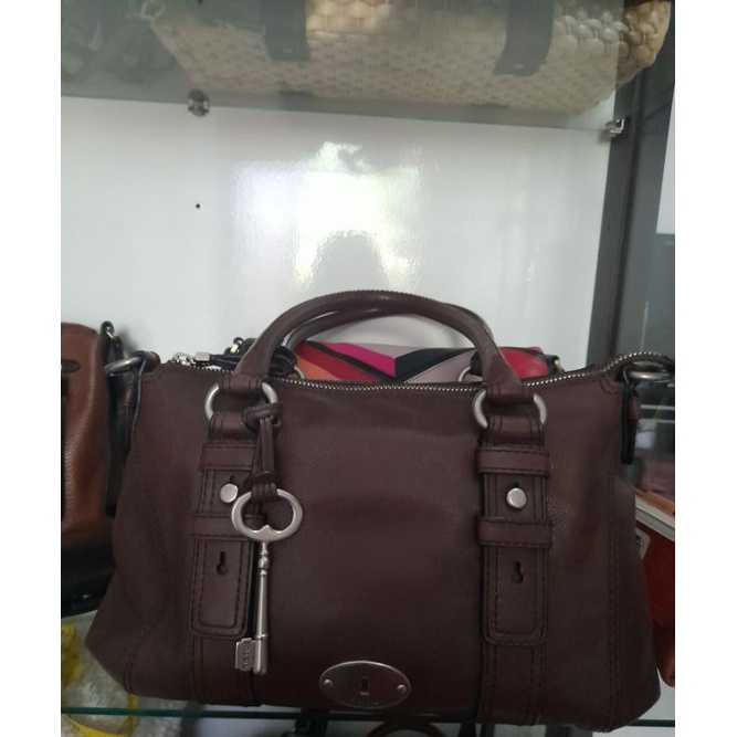 tas fossil maddox satchel M espresso preloved