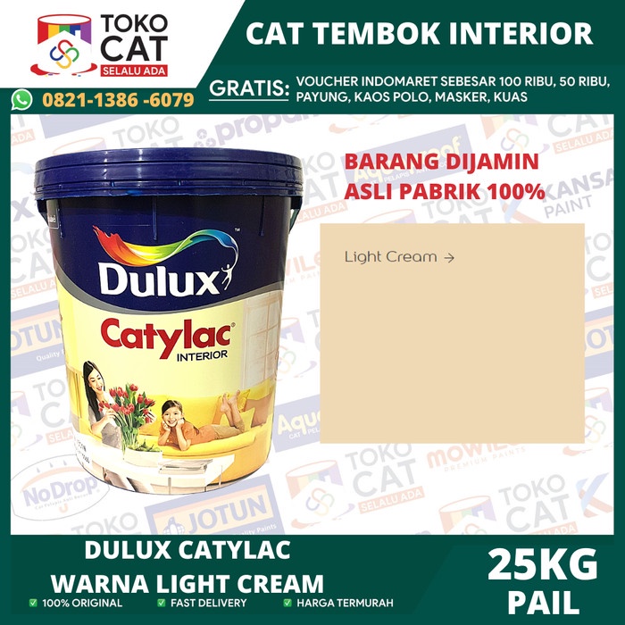 Jual CAT TEMBOK INTERIOR PREMIUM DULUX CATYLAC WARNA LIGHT CREAM 25KG