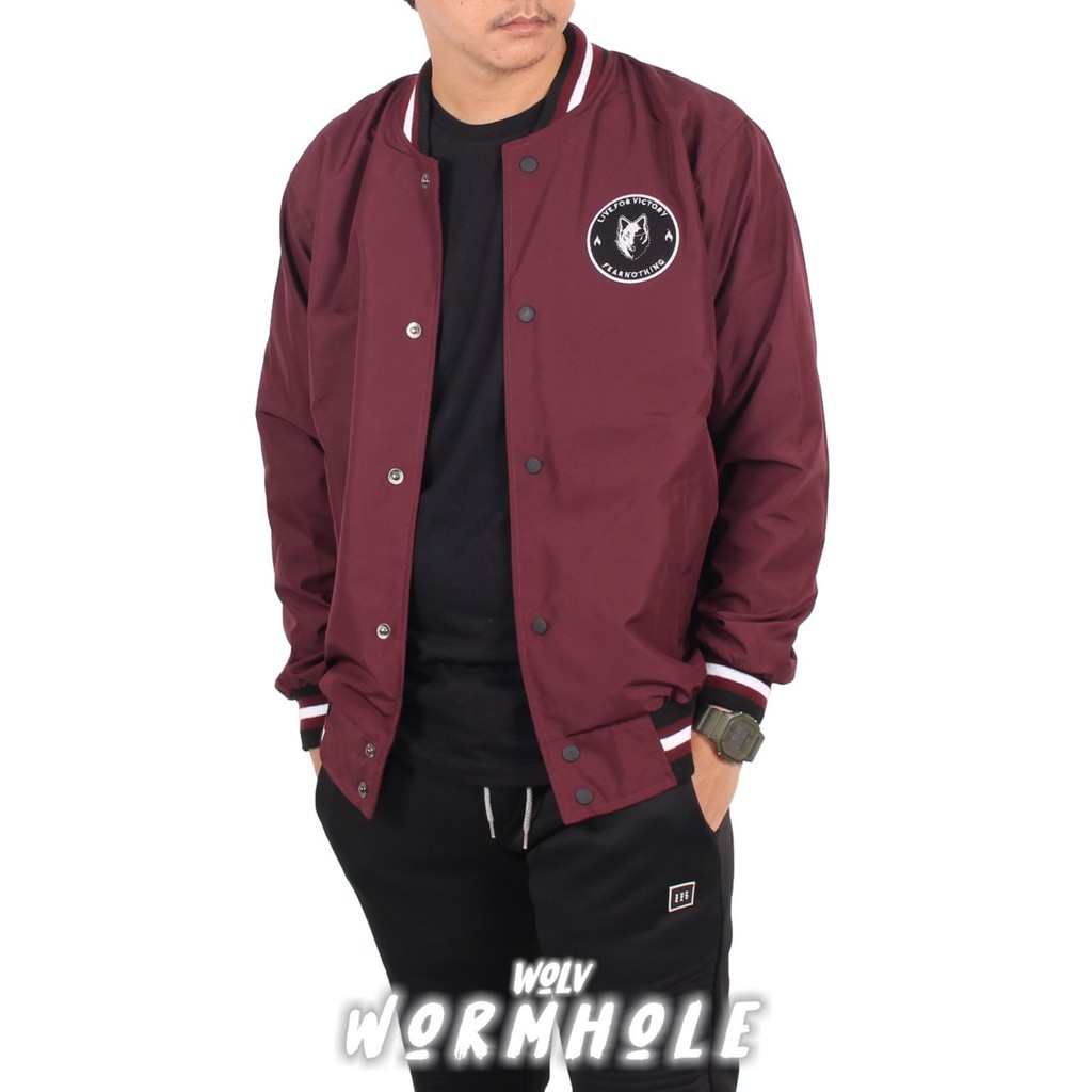 JAKET BASEBALL WORNHOLE WOLV / JAKET PRIA / JAKET MOTOR