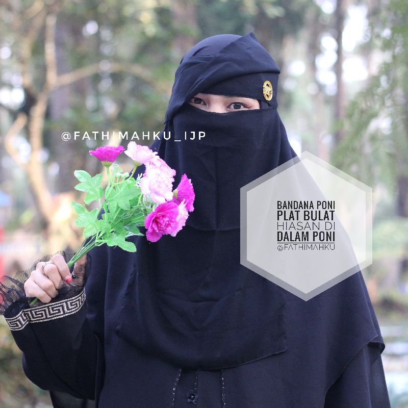 Niqab Cadar Bandana Poni Plat Bulat By fathimahku Couple Anak/Niqob Sifon silky Termurah