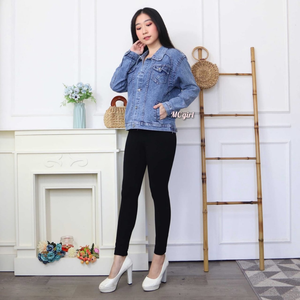 MC girl - Jaket Jeans Snow Blue Wanita / Jacket Denim Snowblue Polos Cewek