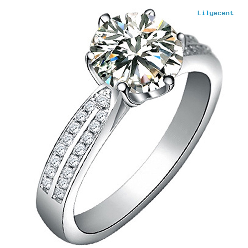 Ls Cincin Alloy Lapis Silver Hias Zircon Mewah Untuk Wanita