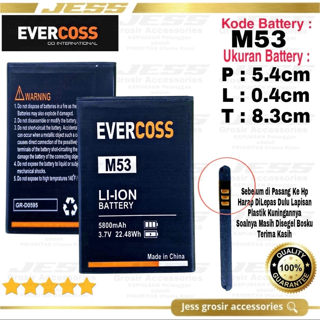 Baterai Battery Original Double Power Evercoss Evercross M53 4G lte