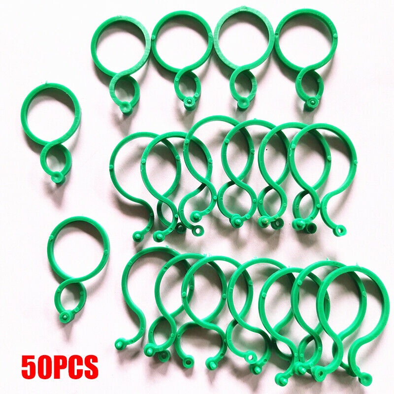 [50 Pcs Pack Garden Vegetable Plant Support Binding Clip] [Reusable Plastic 8-Shaped Buckle Gardening Greenhouse Clip Supplies]