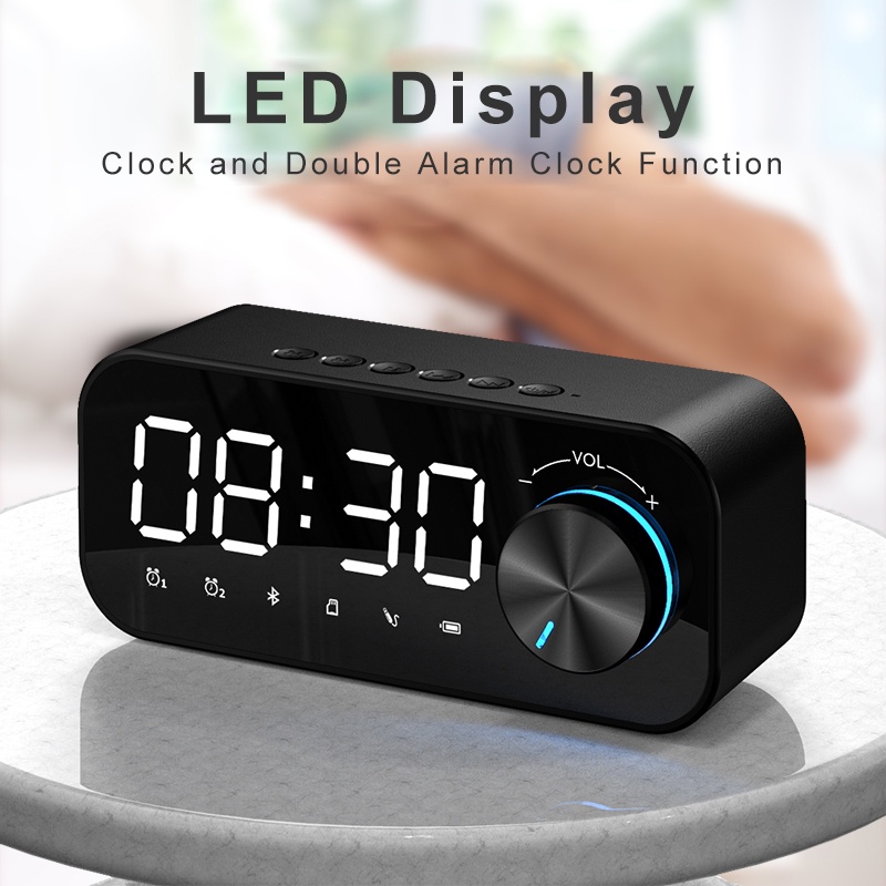 ColorCoral Speaker Bluetooth Portable Bass Jam Alarm Clock LED Display Spiker Bluetooth