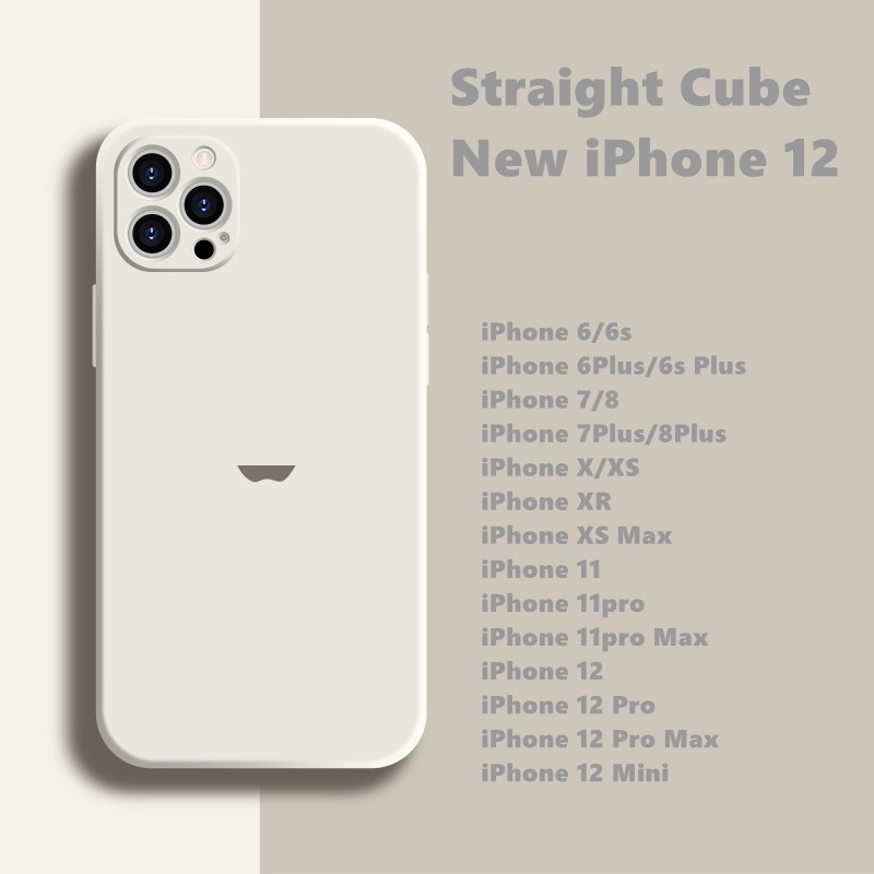 Straight Cube Case iPhone 12 11 7 8 6 6s Plus iPhone X XR XS Max SE 12 11 Pro Max 12mini Soft Silicone Case With Apple Logo