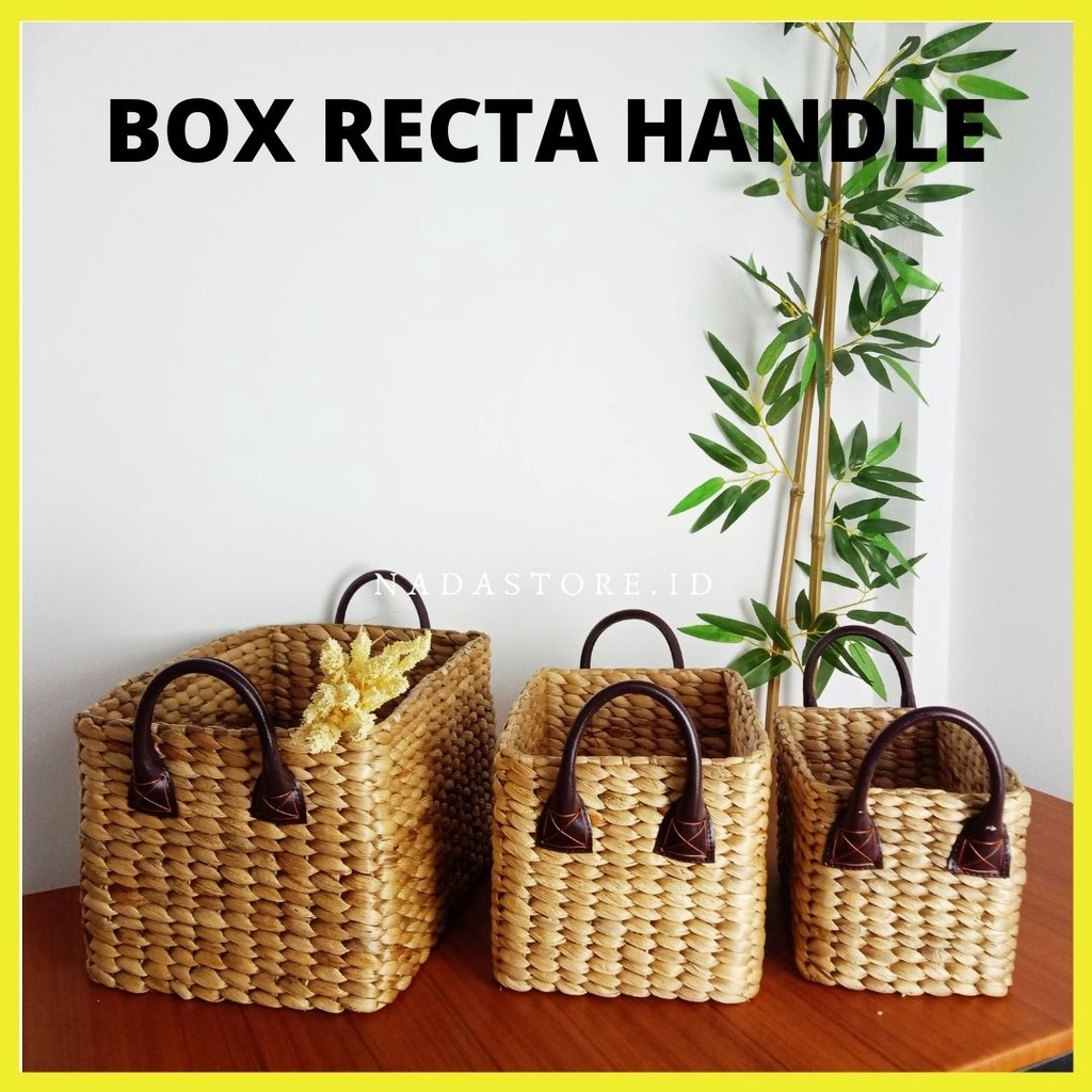 COD - KERANJANG ANYAMAN ENCENG GONDOK / BOX ENCENG GONDOK RECTA WITH HANDLE