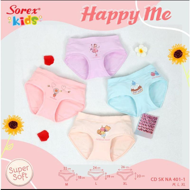 Sorex kid 3 pc celana dalam anak perempuan girl cewe 2 3 4 5 6 7 m L Xl