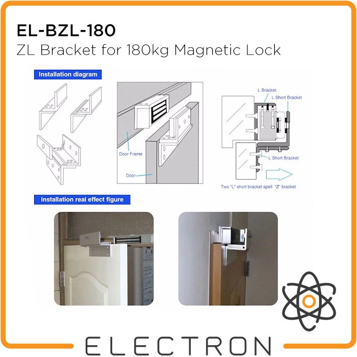 Electron EL-BZL-180 ZL Bracket for 180kg Magnetic Lock EM Access Door Braket Pintu