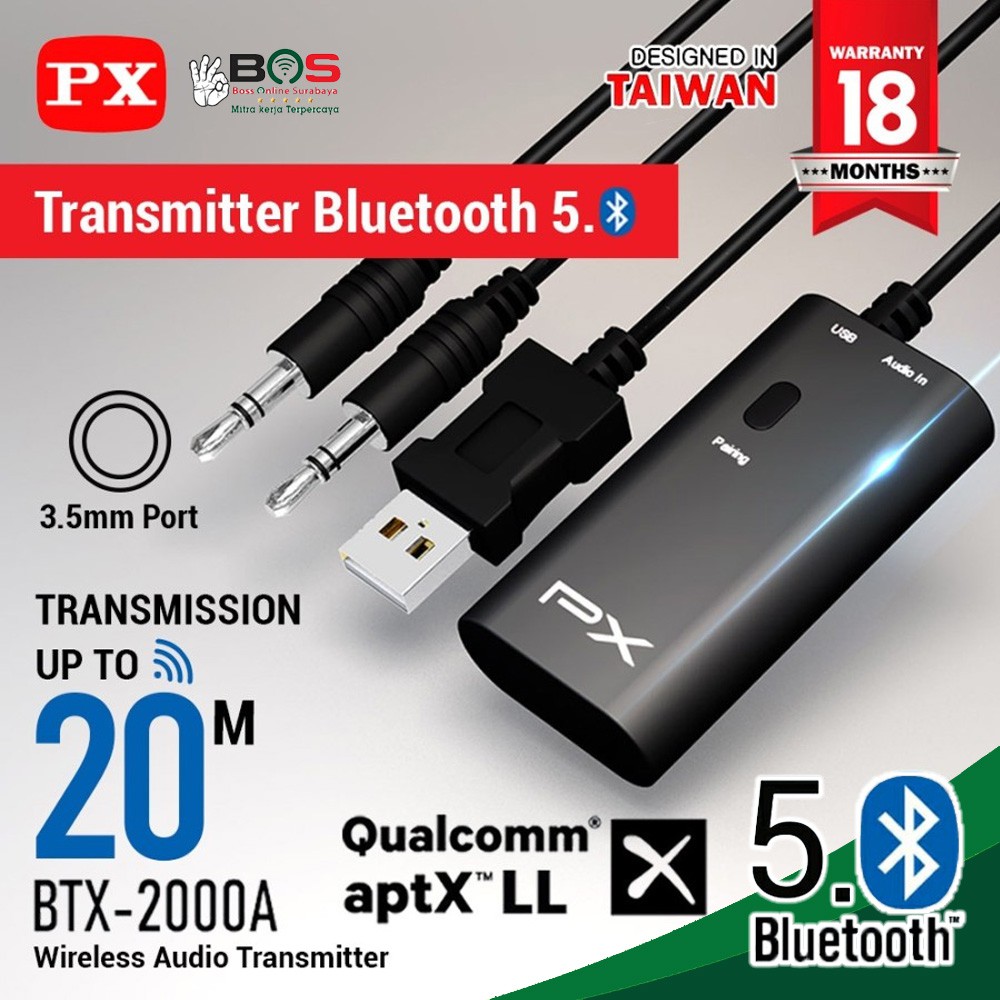 Bluetooth Receiver Transmitter Audio 5.0 TV PS Laptop PX BTX-2000A