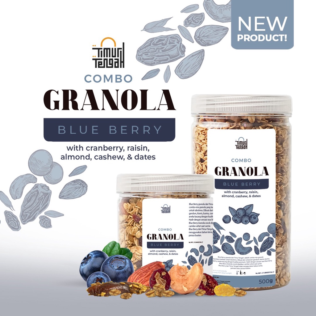 Granola Blue Berry 500gr Timur Tengah Sereal Oat Healthy Food Original