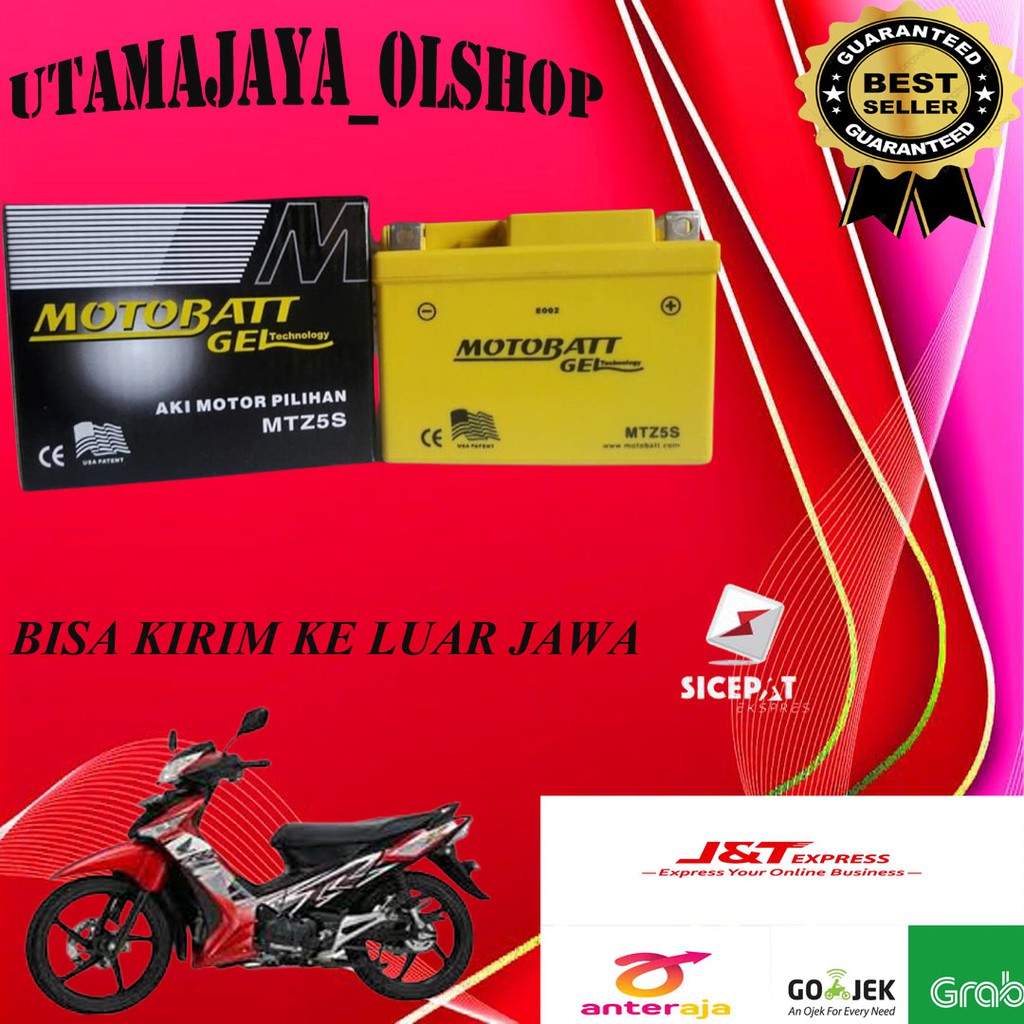 Aki motor honda supraX 125 motobatt MTZ5S gel kering ORIGINAL