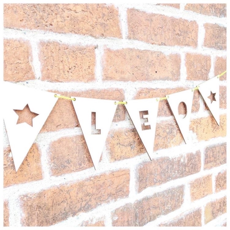 CUSTOM NAME BUNTING FLAG WOOD | DEKORASI KAMAR | WOODEN FLAG