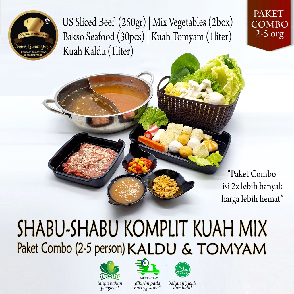 

Paket Shabu Komplit Combo Kuah Mix Kaldu Tomyam untuk 2-5 orang (Halal Food)