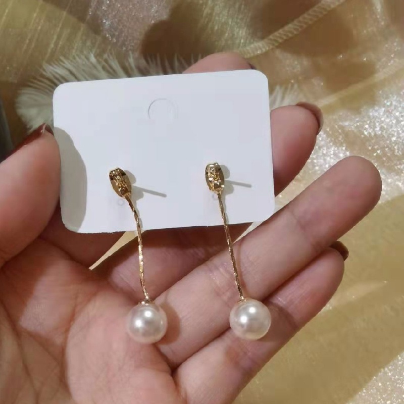 Mutiara Berpohon Kilau Berlian Busur Anting Aksesoris Telinga Korea Wanita