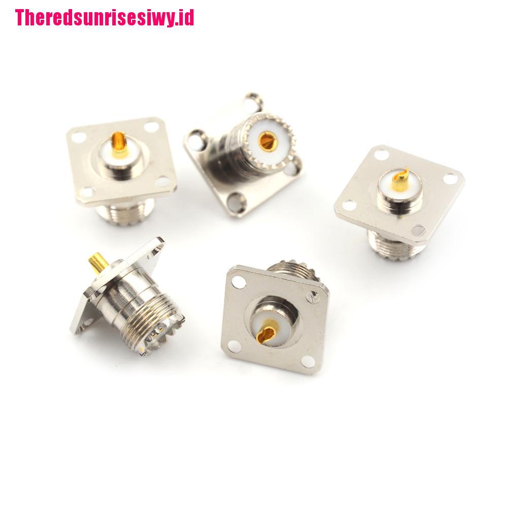 【Theredsunrisesiwy.id】5x UHF Female SO239 Panel Chassis Mount Flange Mount Solder Cup RF Connector