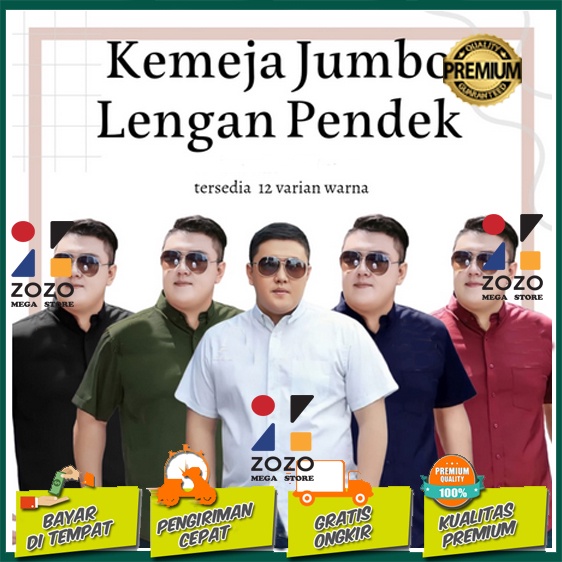 KEMEJA JUMBO PRIA LENGAN PENDEK BAJU PUTIH POLOS BIG SIZE XXL XXXL