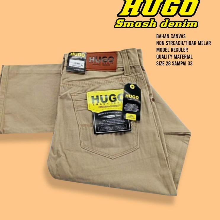 ✰ CELANA PANJANG PRIA STANDAR/BAHAN CANVAS CELANA PANJANG PRIA REGULER CANVAS HUGO ✸