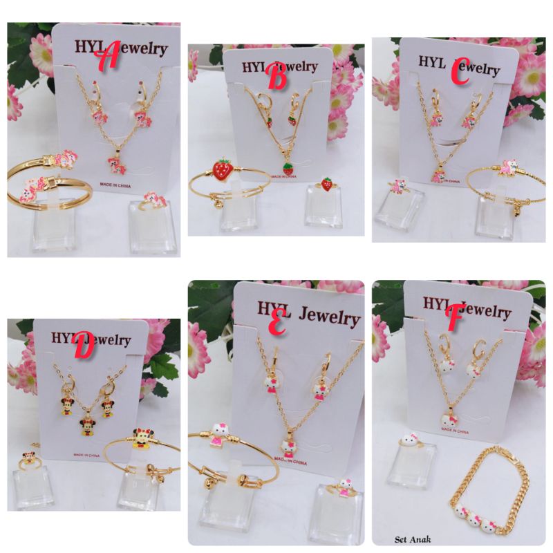 YAMK17. Xuping set anak-anak (cincin+anting+gelang+kalung) lapis emas