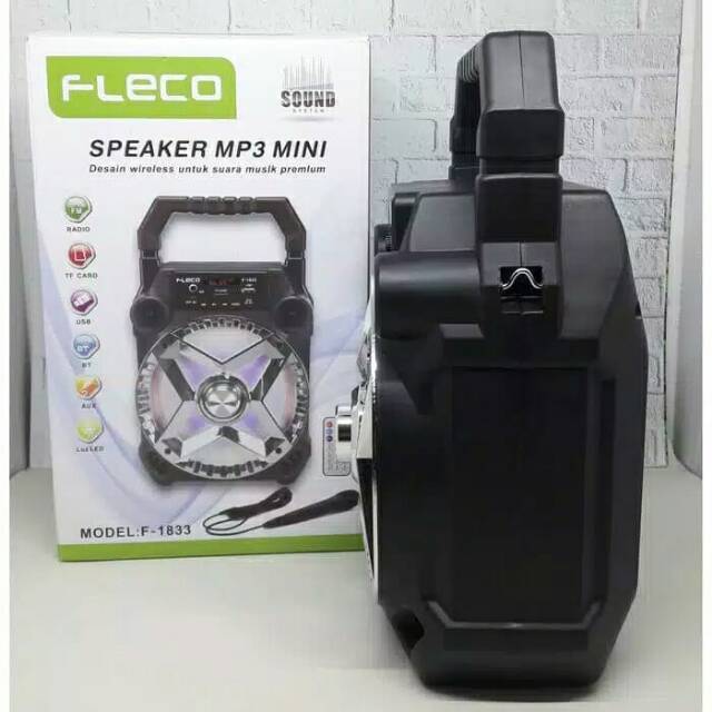 SPEAKER BLUETOOTH FLECO F1833 BONUS MIC KARAOKE/SALON AKTIF WIRELESS MP3 SUPER BASS PREMIUM USB LED