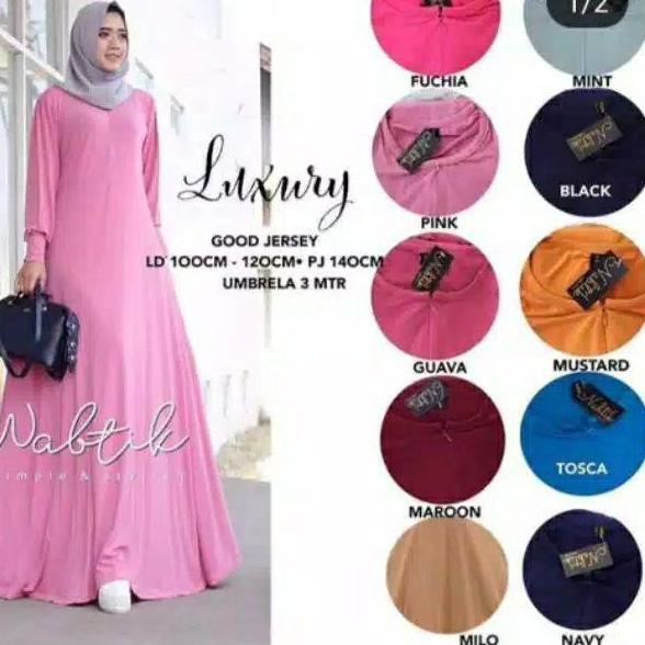 Big Sale || ATCTJ GAMIS JERSEY POLOS TEBAL MAYUNG BUSUI HITAM PREMIUM LD 90CM & 100CM //Terbaru