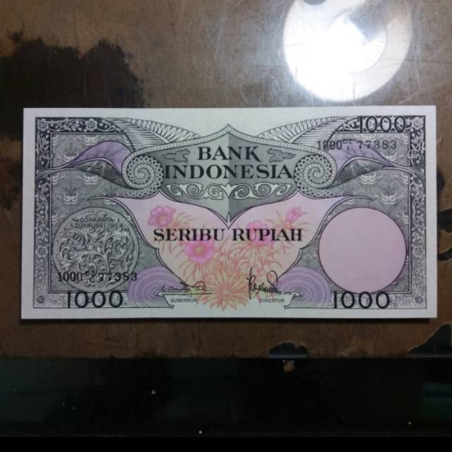 Uang Kuno 1000 Rupiah Bunga 1959 Gress Asli